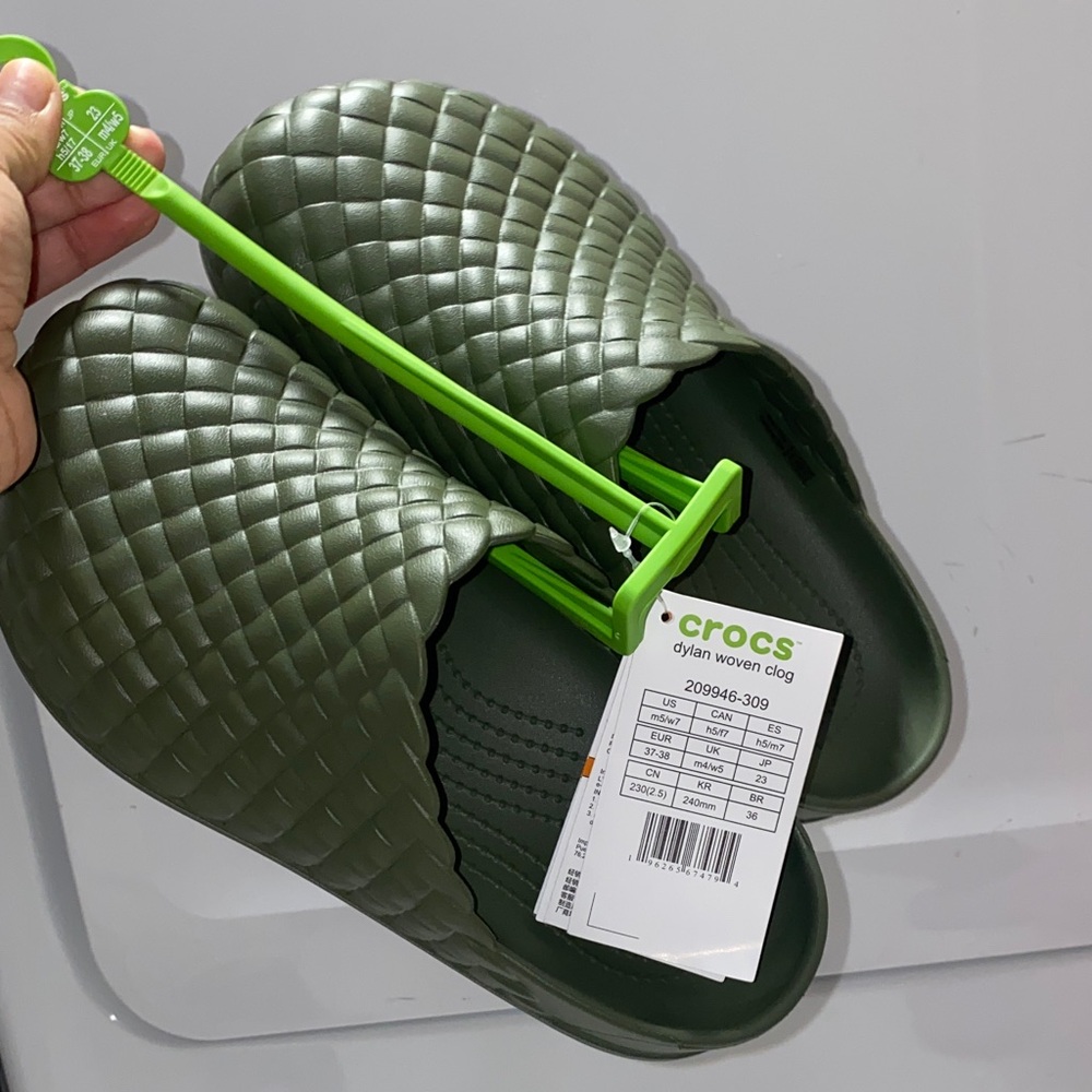 CROCS Army Green Dylan Woven Clogs